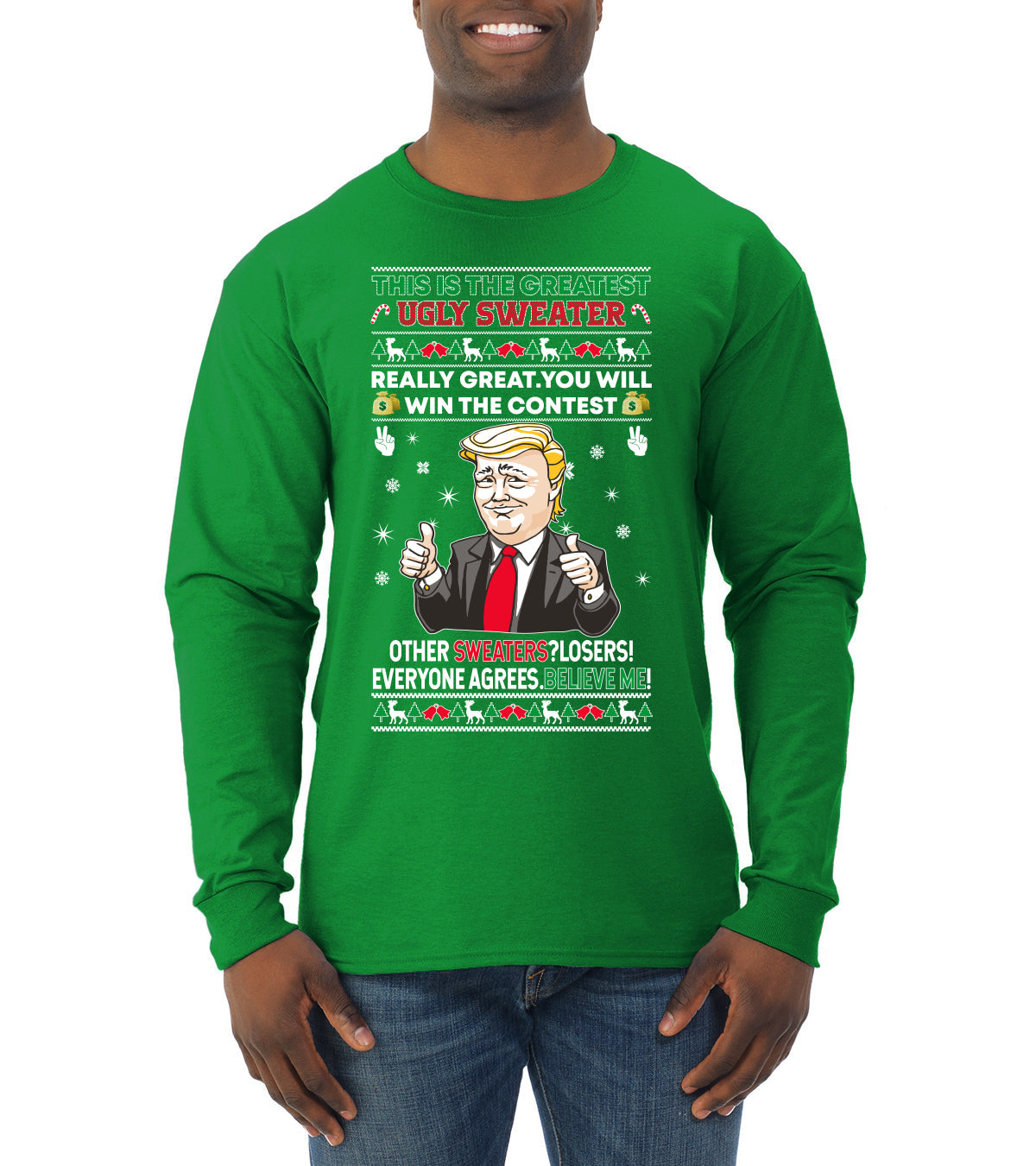 Trump This is the Greatest Ugly Christmas Sweater Mens Long Sleeve Shirt