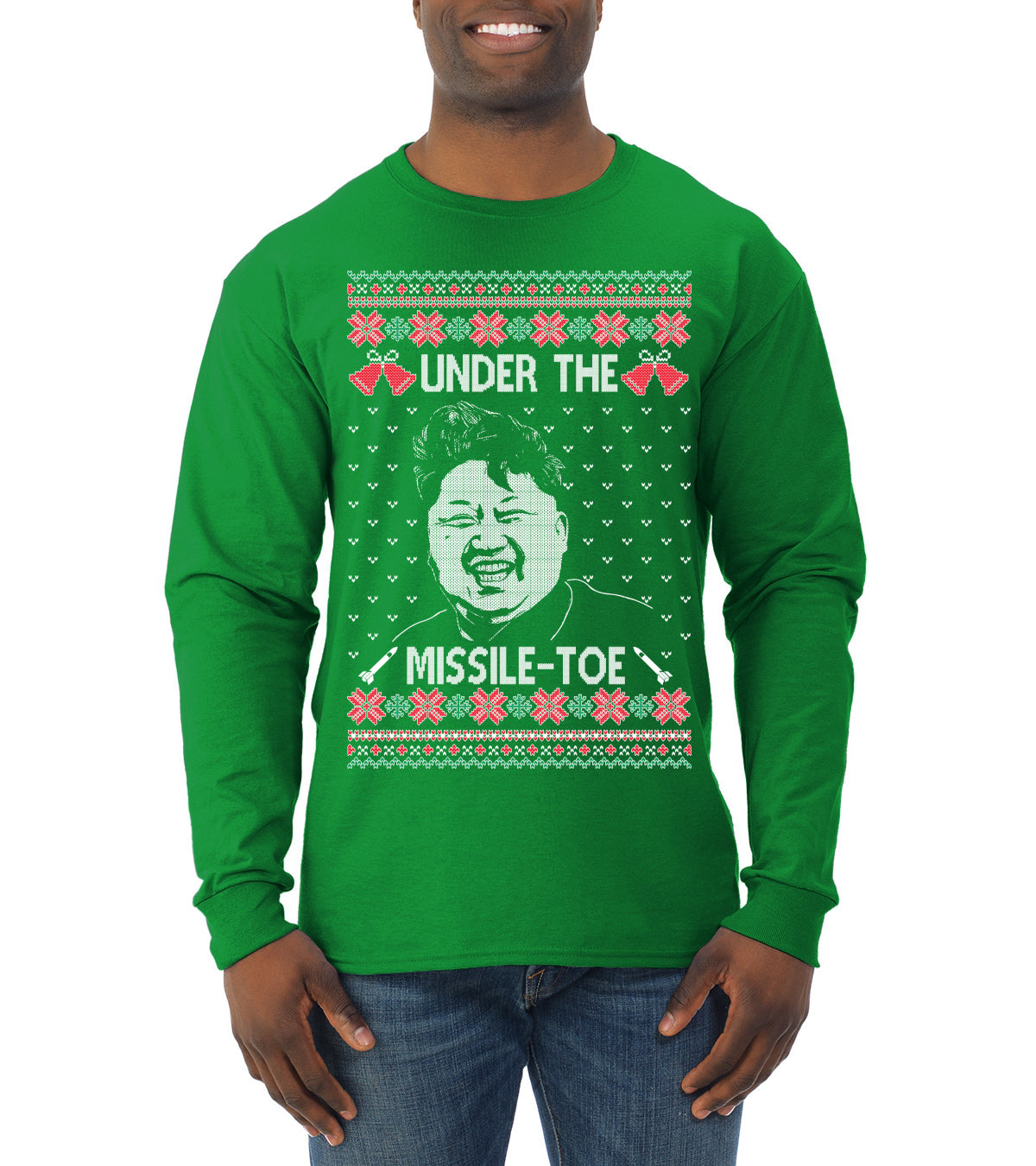 Under The Missle Toe Ugly Christmas Sweater Mens Long Sleeve Shirt