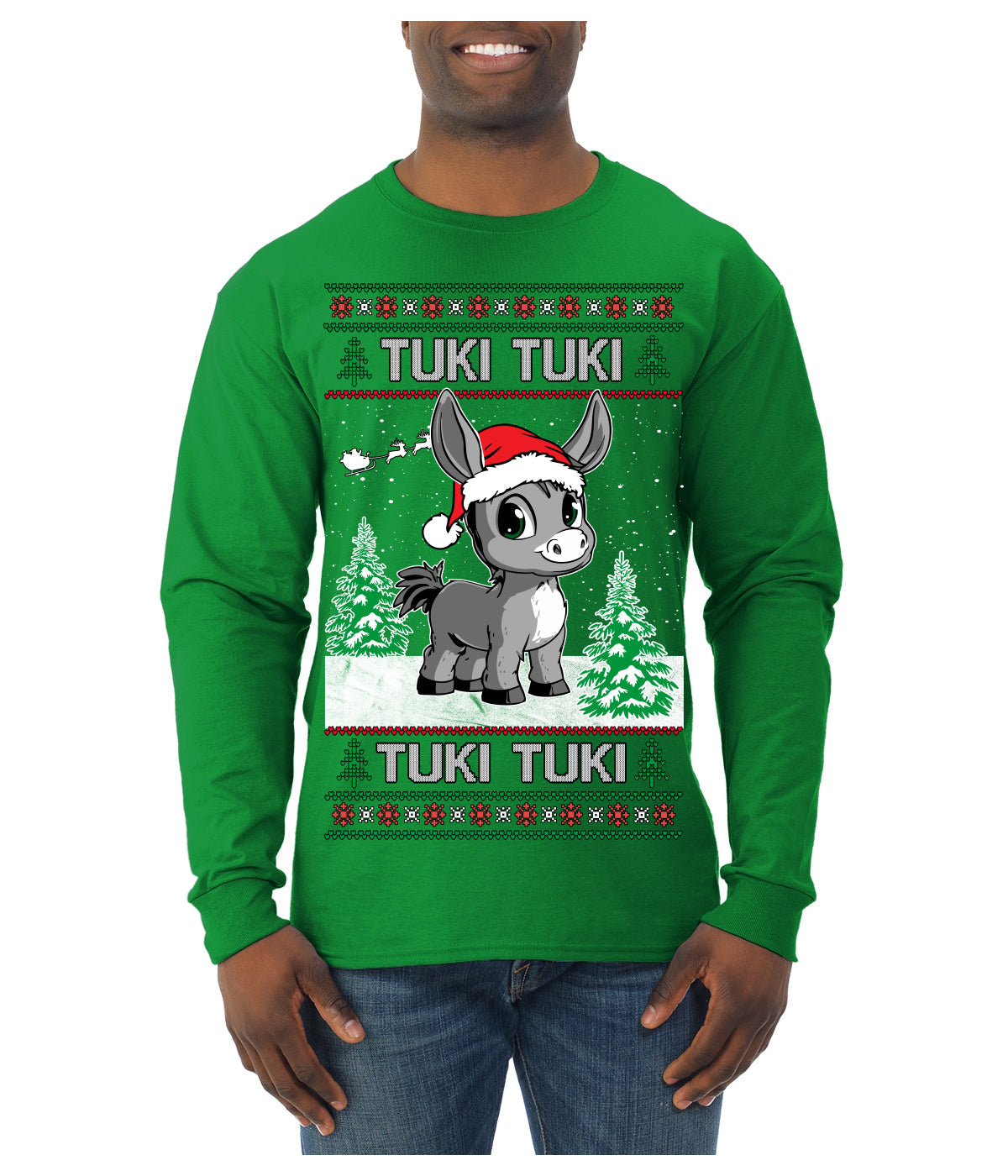 Tuki Tuki Tuki Funny Spanish Music Lyrics Ugly Christmas Sweater Mens Long Sleeve Shirt