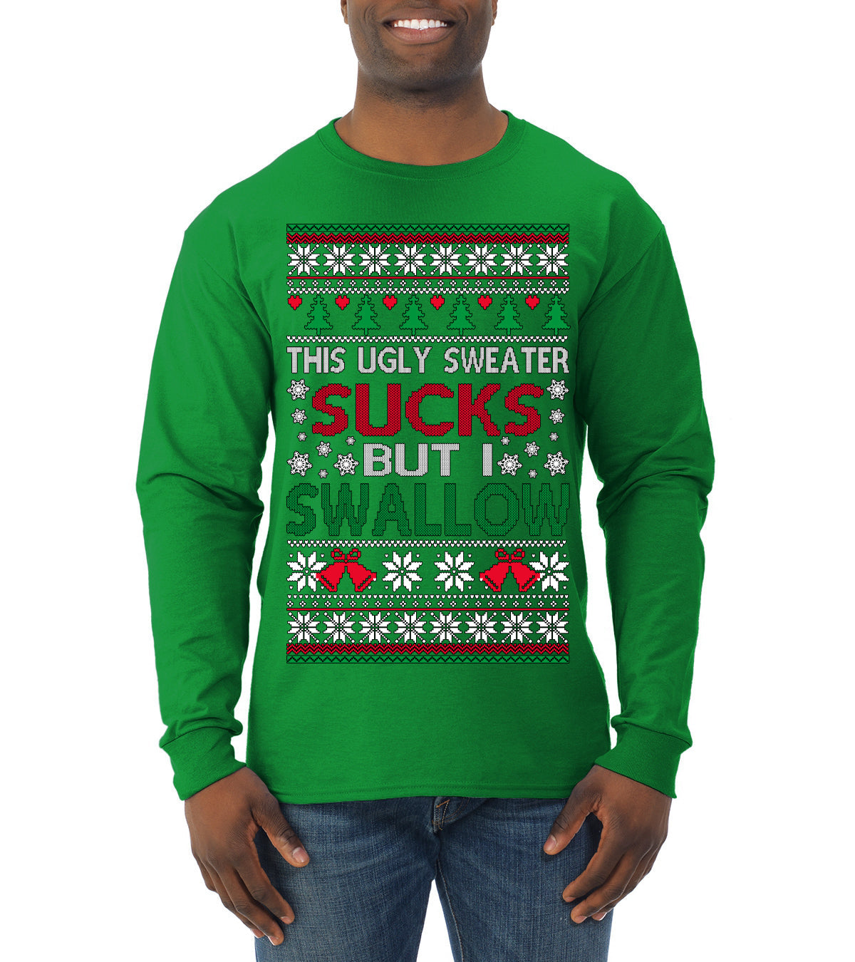 This Ugly Sweater Sucks But I Swallow Ugly Christmas Sweater Mens Long Sleeve Shirt