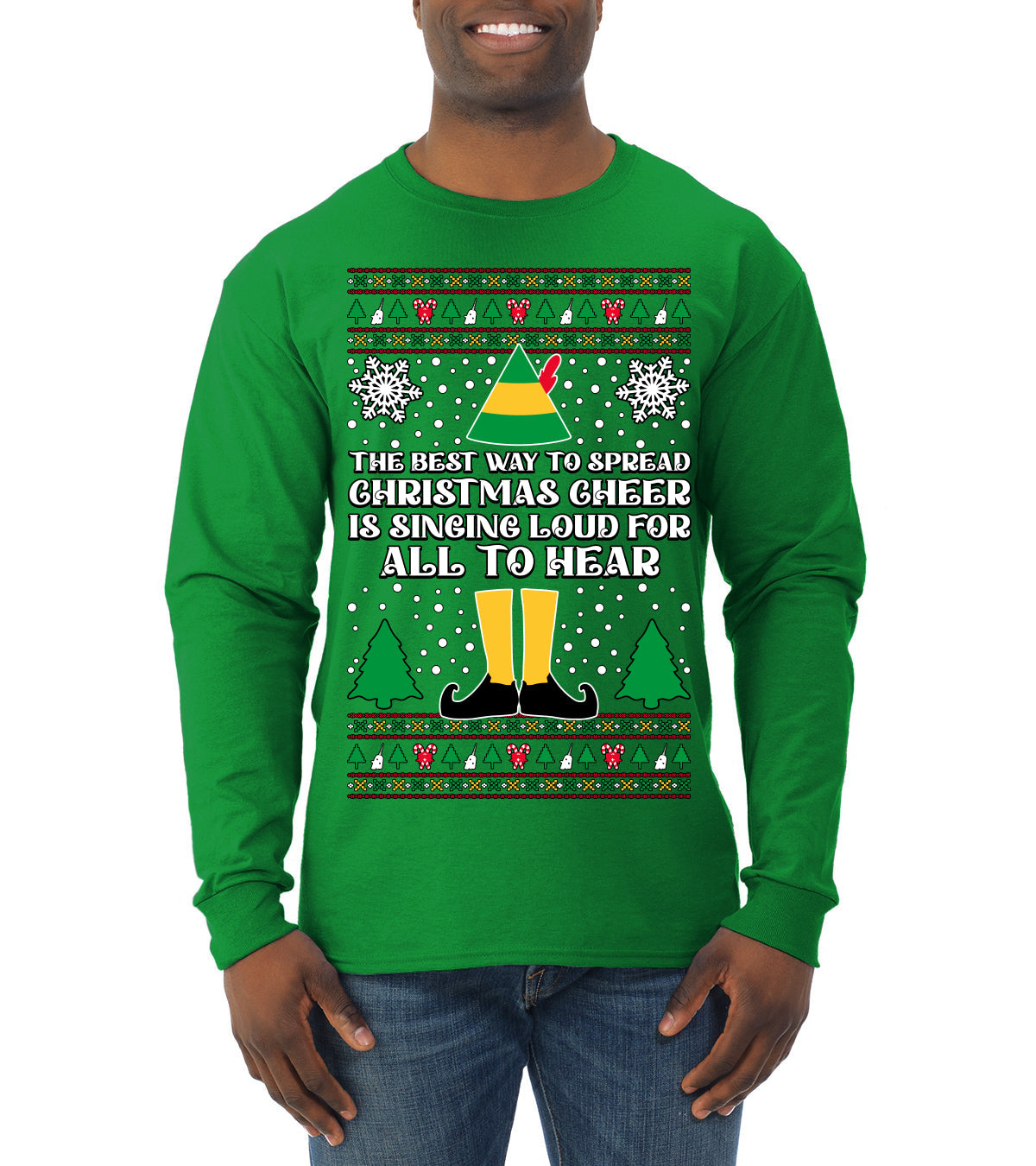Spread Christmas Cheer Sing Loud For All To Hear Ugly Christmas Sweater Mens Long Sleeve Shirt