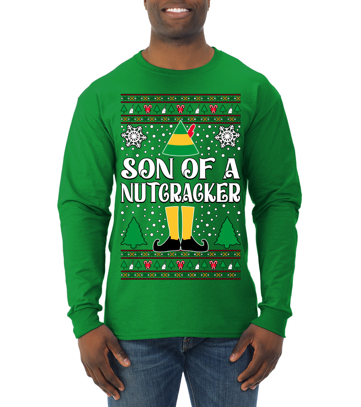 Son Of A Nutcracker Christmas Movie Quote  Ugly Christmas Sweater Mens Long Sleeve Shirt