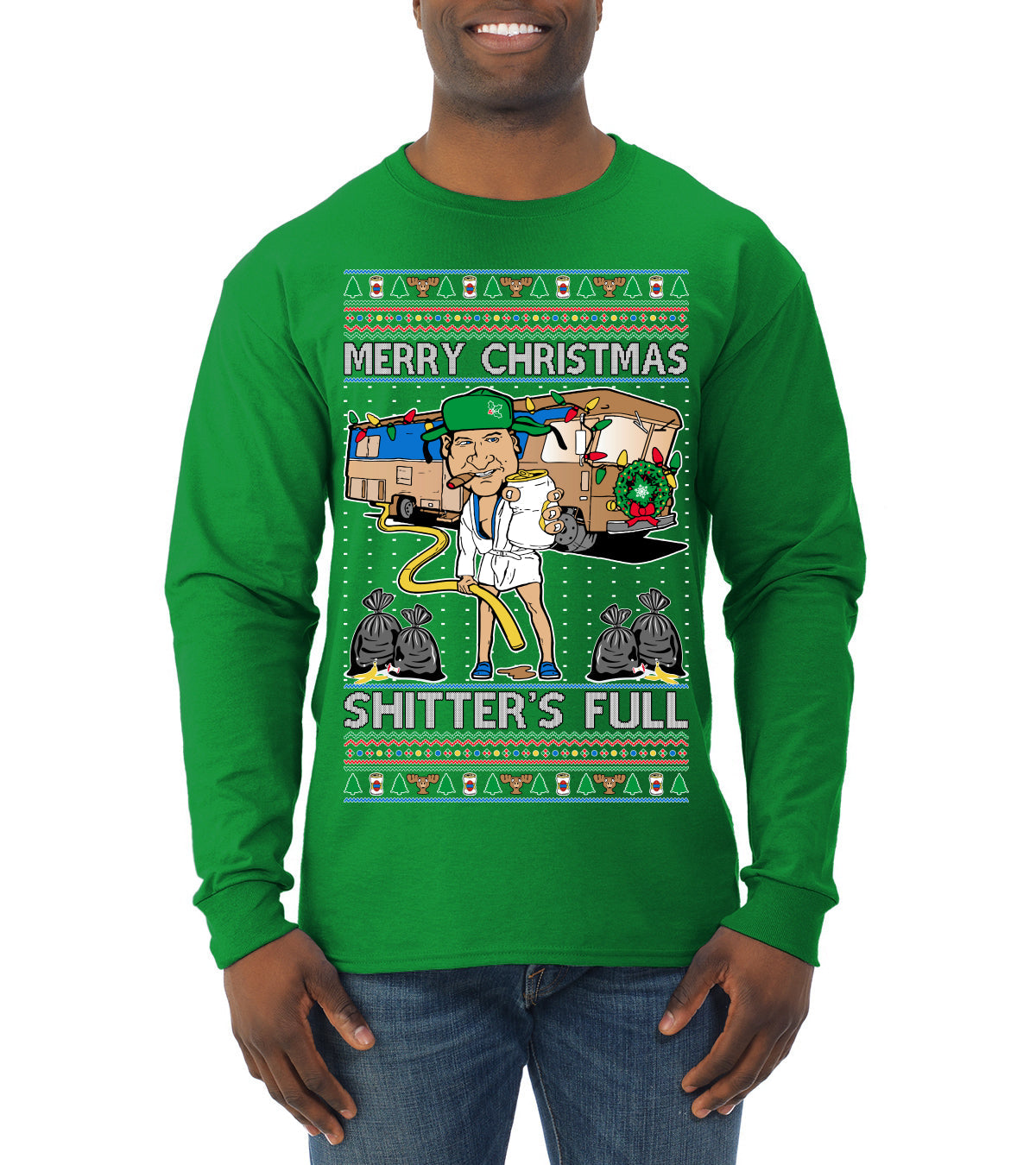 Merry Christmas Shitter's Full Ugly Christmas Sweater Mens Long Sleeve Shirt