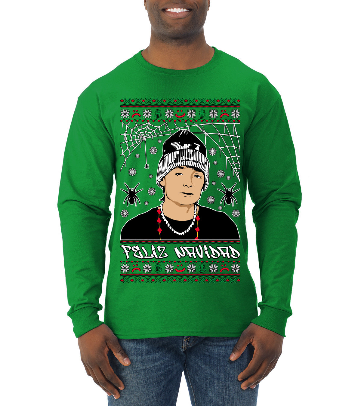 Peso Feliz Navidad Pluma Ugly Christmas Sweater Mens Long Sleeve Shirt