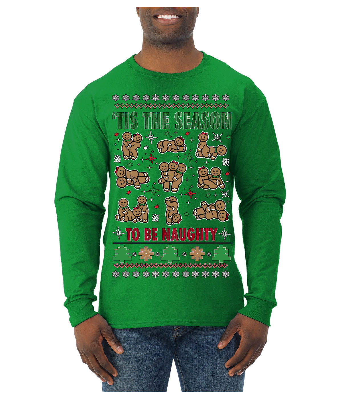 Tis' The Season To Be Naughty Unisex Ugly Christmas Sweater Mens Long Sleeve Shirt