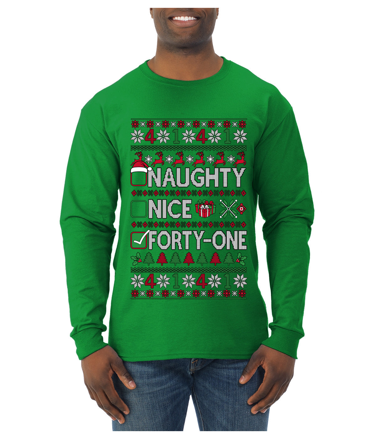Naughty Nice 41, Ugly Christmas Unisex Sweater List, Extra Festive, Ugly Christmas Sweater Mens Long Sleeve Shirt