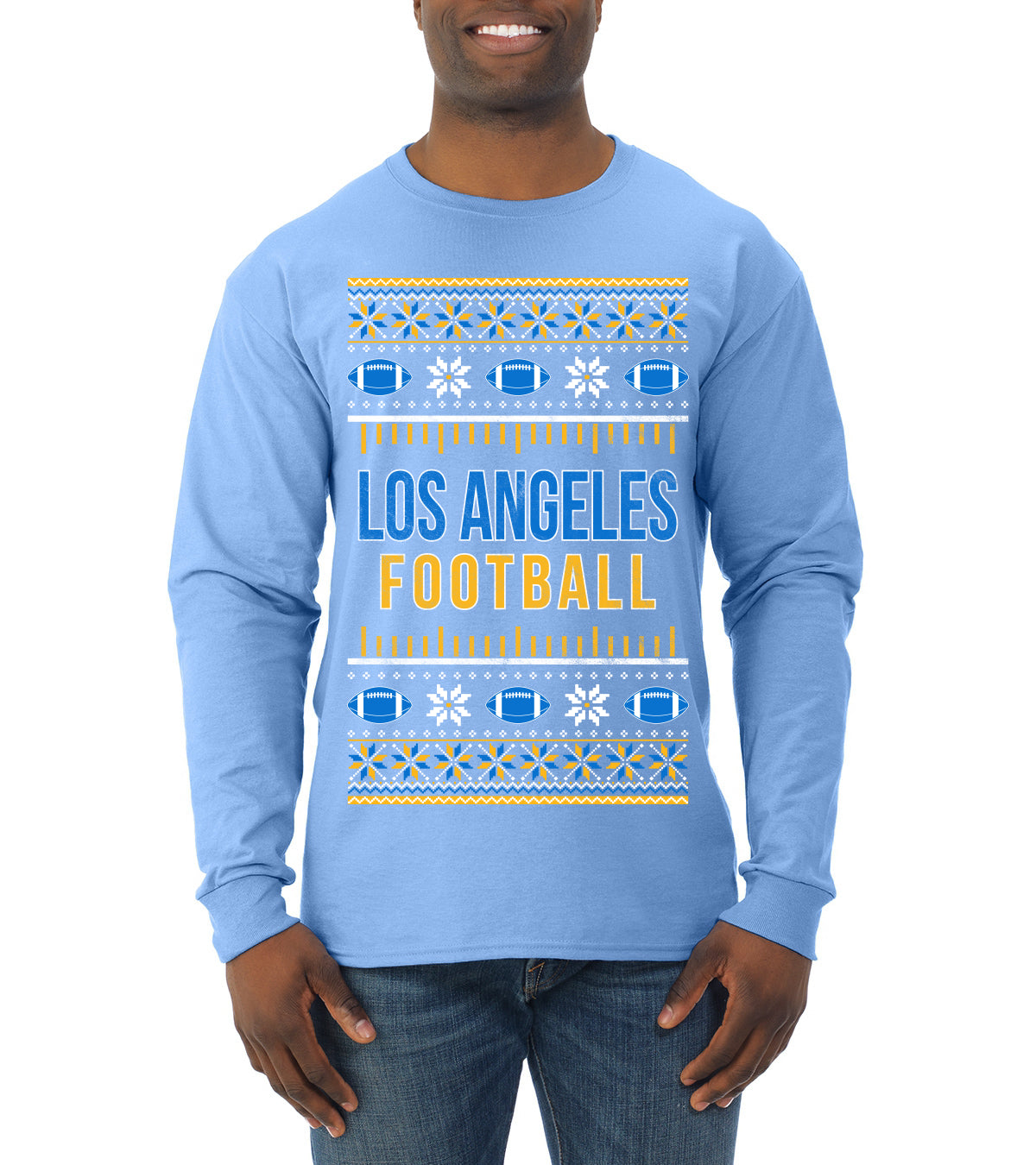 City of Los Angeles LAC American Football Fantasy Fan Ugly Christmas Sweater Unisex Crewneck Sweatshirt