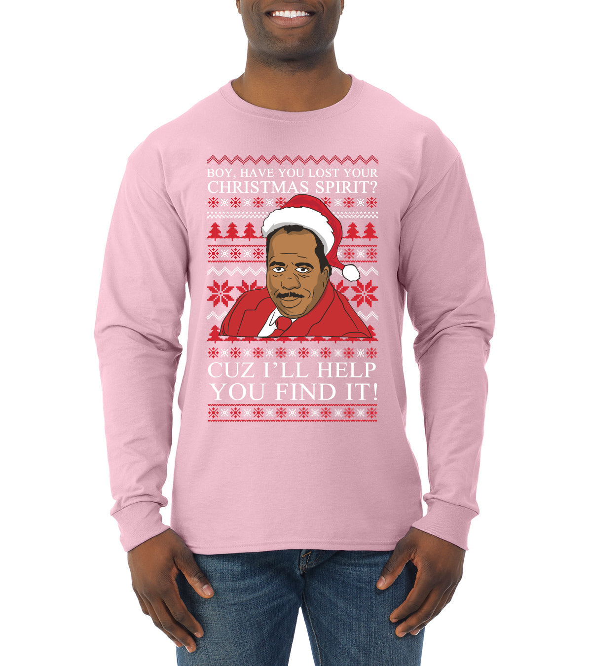 Christmas Spirit I'll Help You Find It Stanley Hudson Ugly Christmas Sweater Mens Long Sleeve Shirt