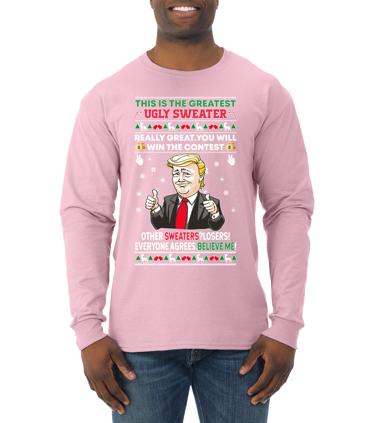 Trump This is the Greatest Ugly Christmas Sweater Mens Long Sleeve Shirt