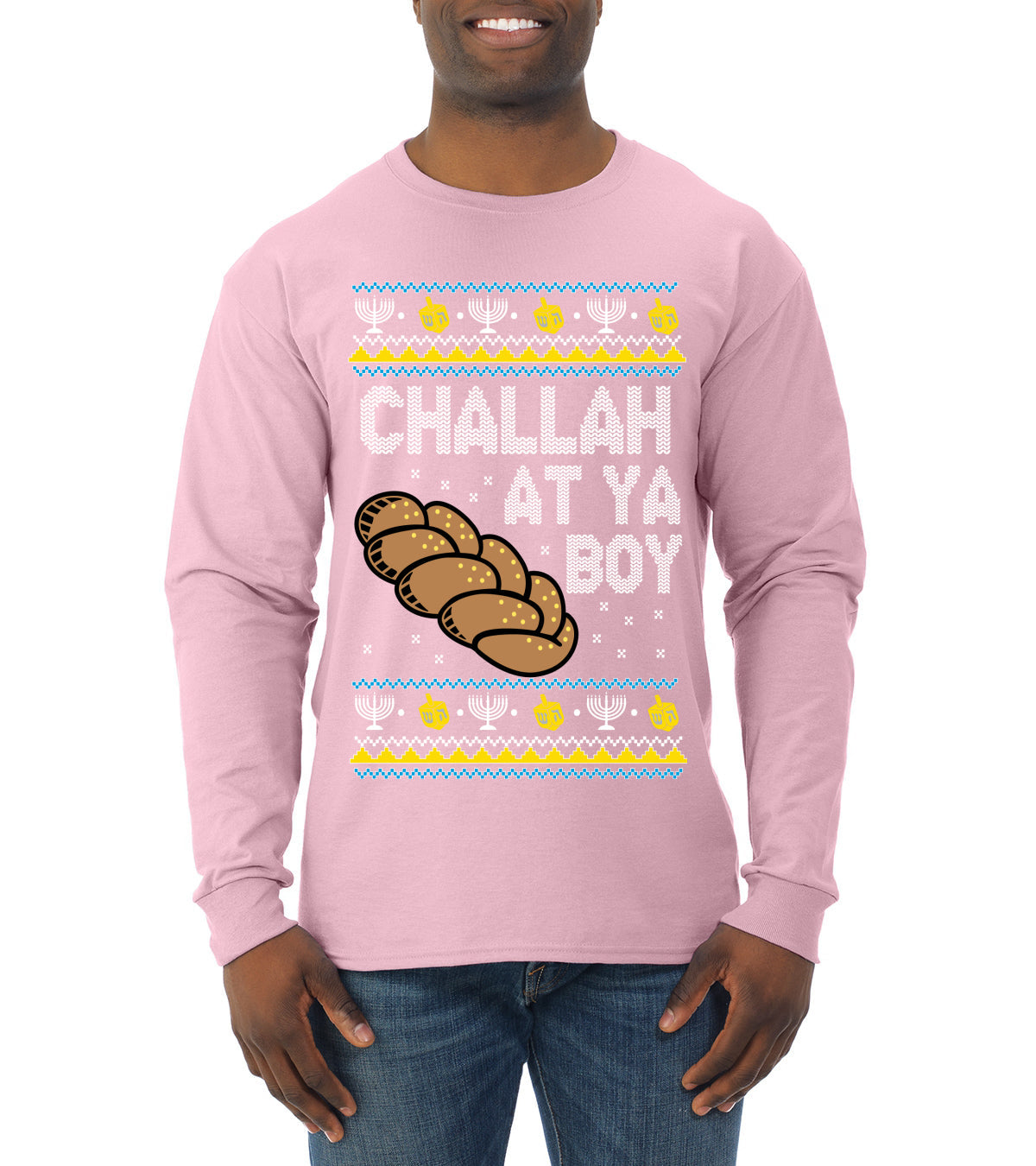 Challah At Ya Boy Ugly Christmas Sweater Mens Long Sleeve Shirt