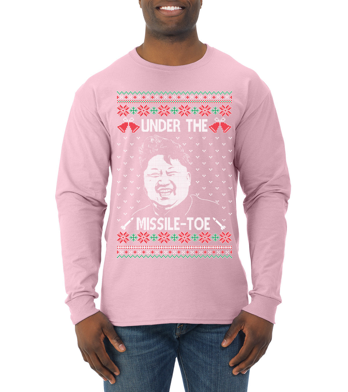 Under The Missle Toe Ugly Christmas Sweater Mens Long Sleeve Shirt