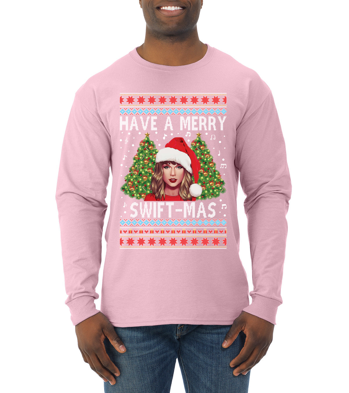 Merry Swiftmas Ugly Christmas Sweater Mens Long Sleeve Shirt