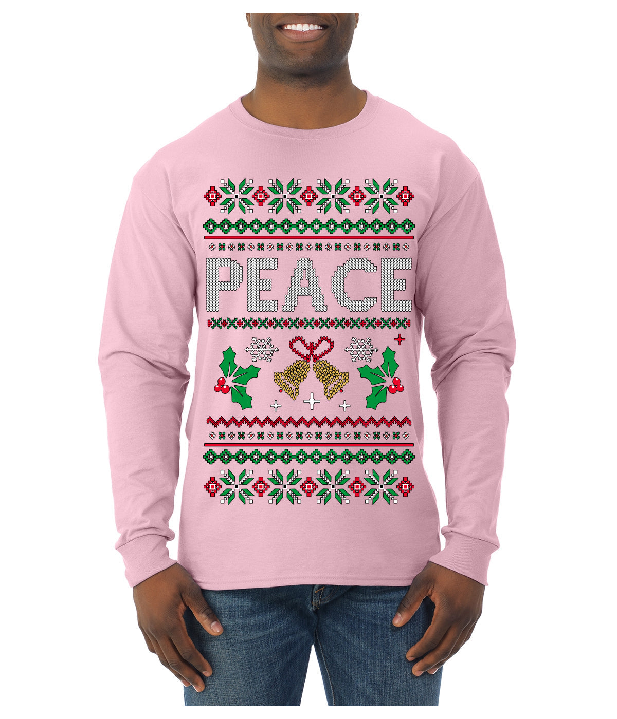 Peace Ugly Christmas Sweater Mens Long Sleeve Shirt