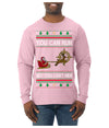 You Can Run But You Can't Hide Santa Sleigh Reindeer Ugly Christmas Sweater Mens Long Sleeve Shirt