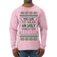 Too Cute to Wear an Ugly Sweater, Funny Classic Pink Candy Cane Reindeer Cute Diva Girl Xmas Ugly Christmas Sweater Mens Long Sleeve Shirt