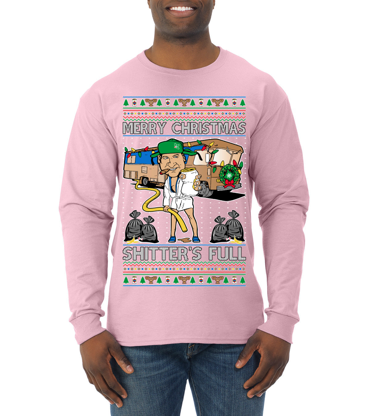 Merry Christmas Shitter's Full Ugly Christmas Sweater Mens Long Sleeve Shirt