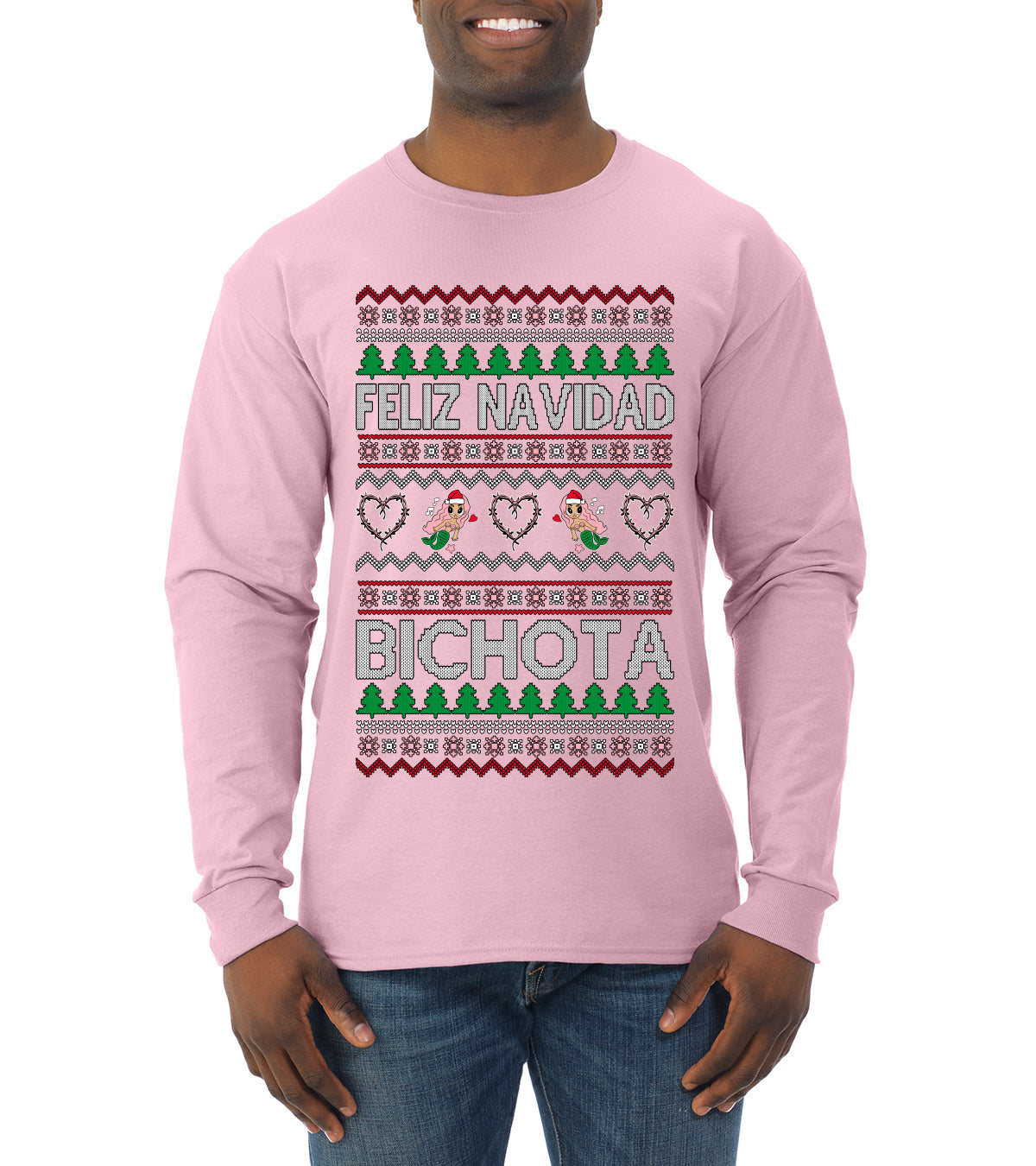 Feliz Navidad Bichota Ugly Christmas Sweater Mens Long Sleeve Shirt
