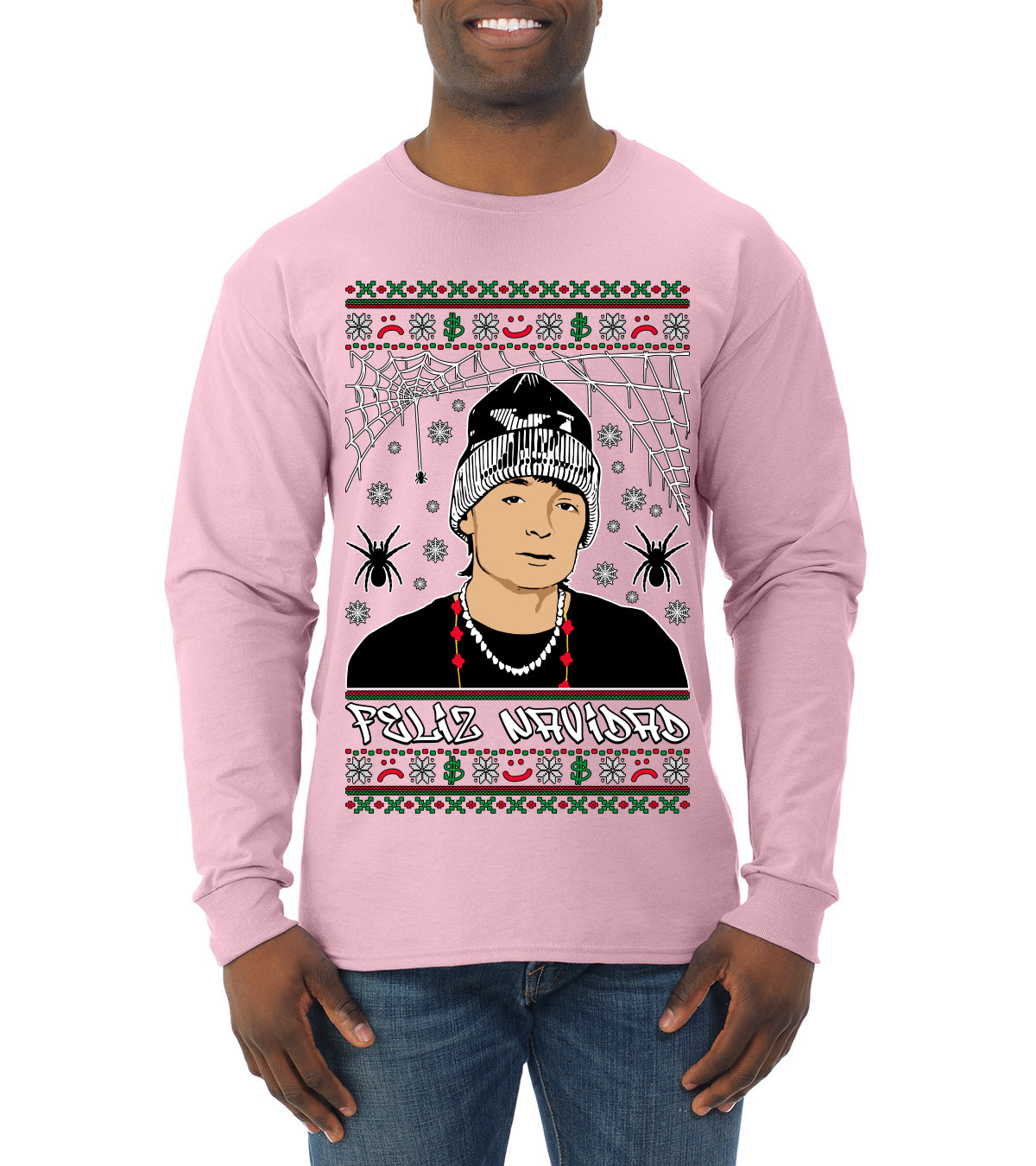 Peso Feliz Navidad Pluma Ugly Christmas Sweater Mens Long Sleeve Shirt