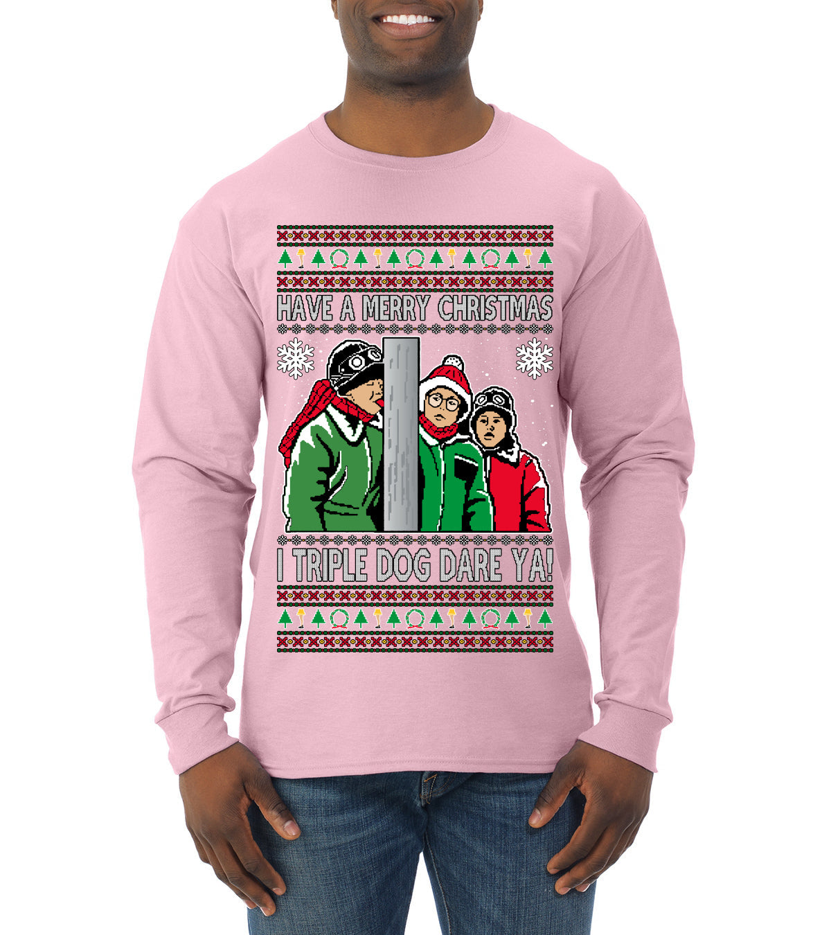 I Triple Dog Dare Ya Merry Story Ugly Christmas Sweater Mens Long Sleeve Shirt