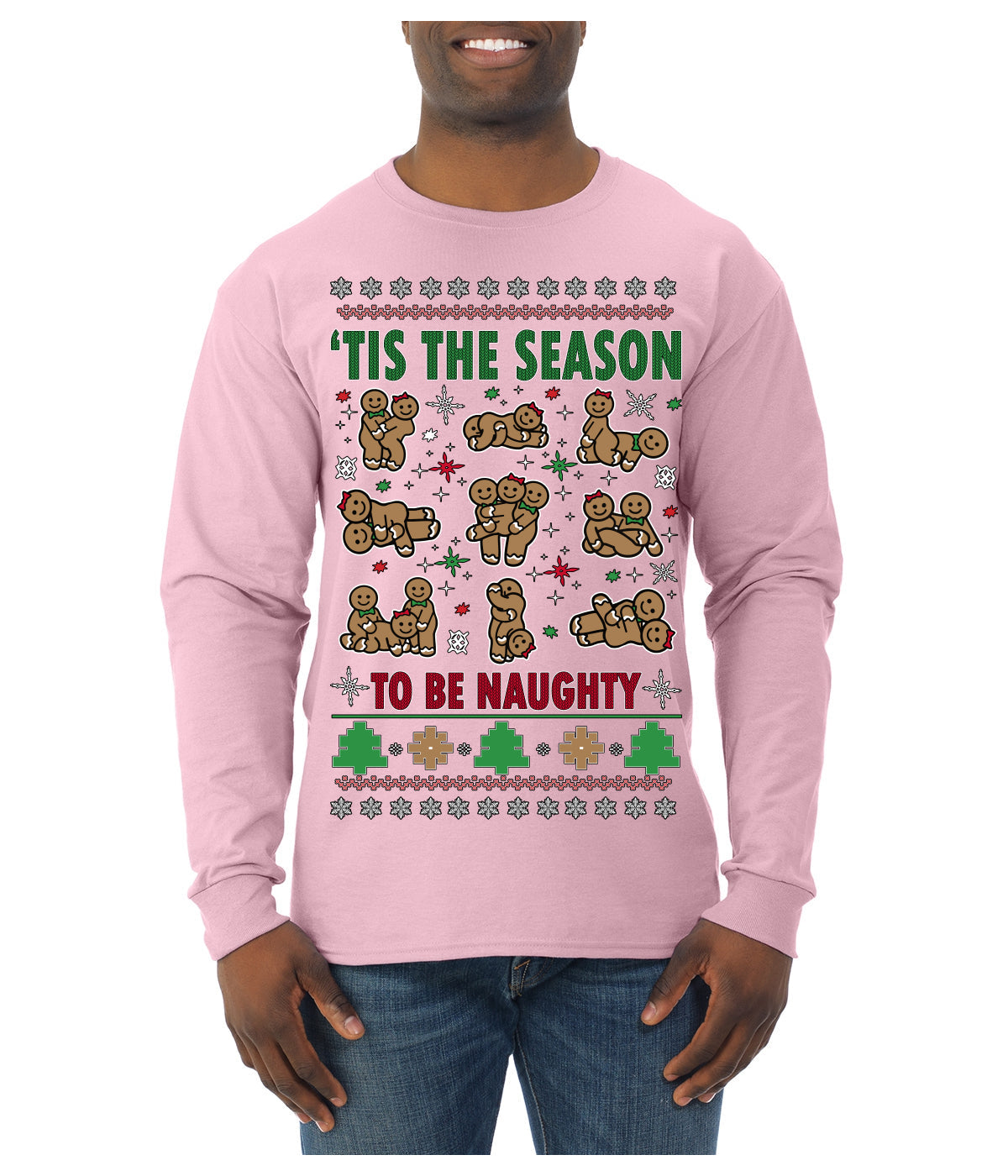 Tis' The Season To Be Naughty Unisex Ugly Christmas Sweater Mens Long Sleeve Shirt