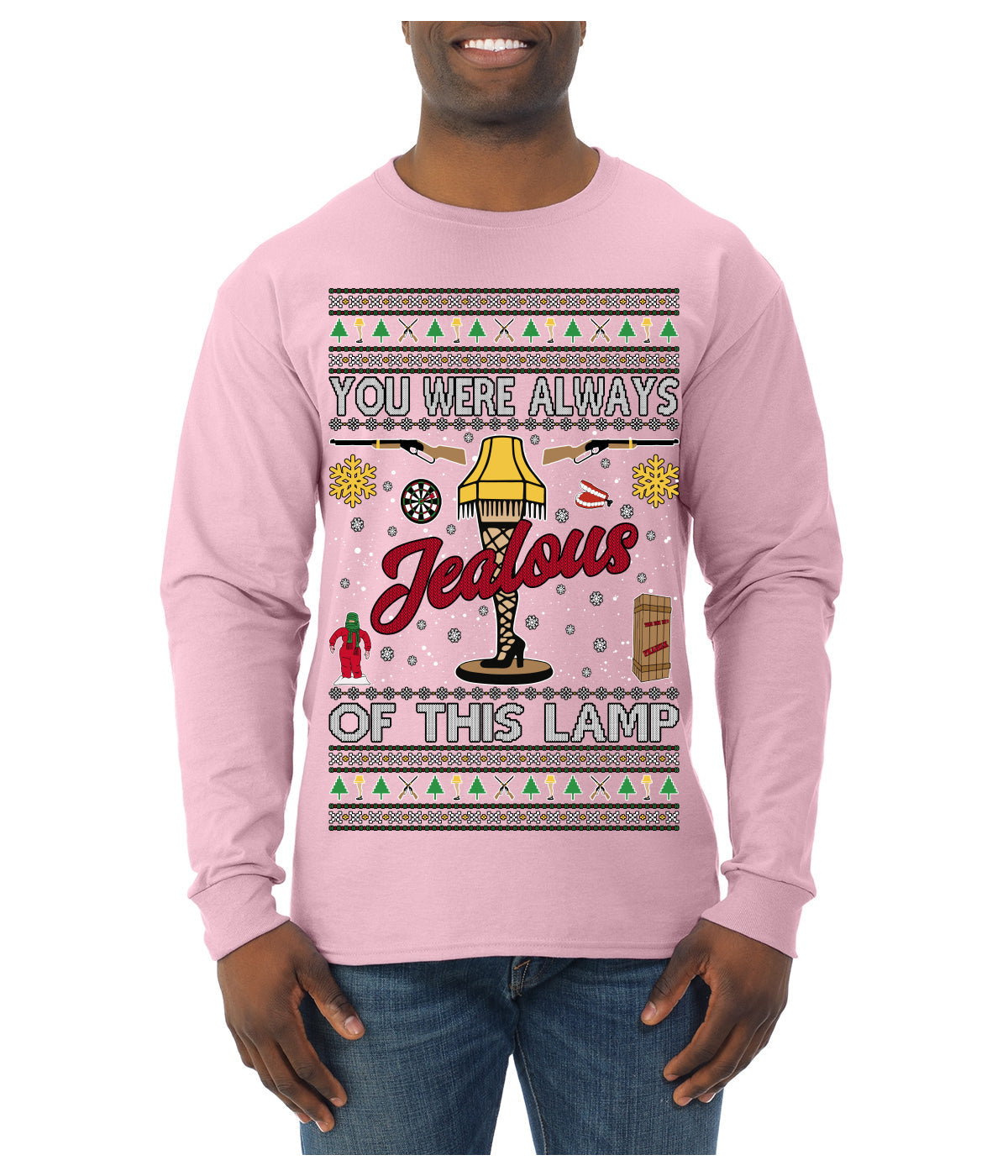 You Were Always Jealous Of This Lamp, Fra Gee Lay Classic 80s Xmas Movie Quote Fragile Leg Lamp Story Unisex Ugly Christmas Sweater Mens Long Sleeve Shirt