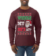 Where my Hos At Santa Funny Ugly Christmas Sweater Mens Long Sleeve Shirt
