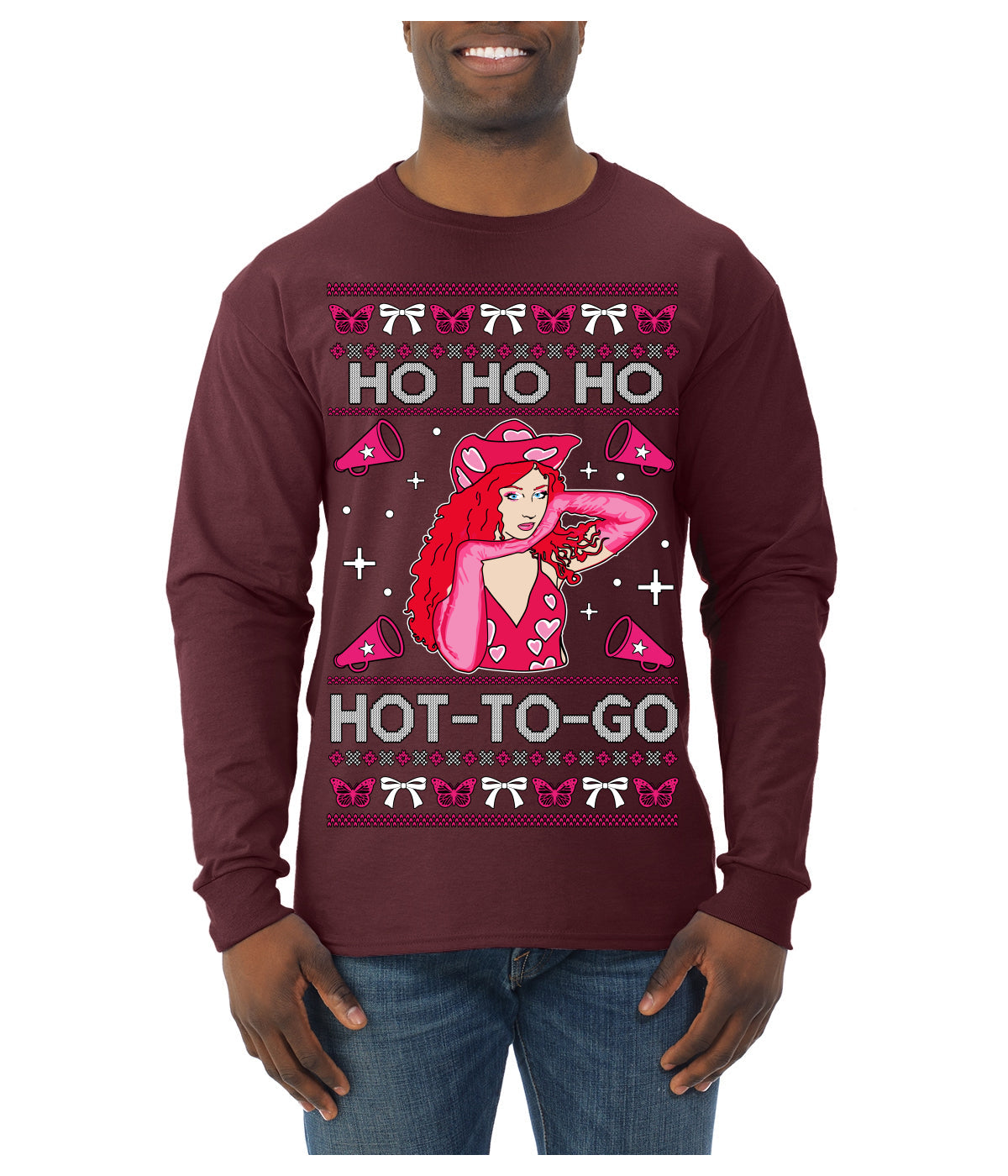 Ho Ho Ho Hot to Go, Viral Midwest Princess Song Dance Pop Star Concert Tour Merch Ugly Christmas Sweater Mens Long Sleeve Shirt