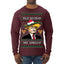 Feliz Navidad Mi Amigos Funny President Ugly Christmas Sweater Mens Long Sleeve Shirt