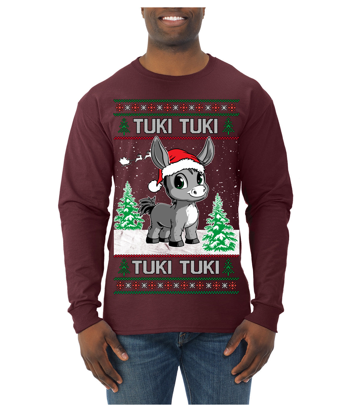 Tuki Tuki Tuki Funny Spanish Music Lyrics Ugly Christmas Sweater Mens Long Sleeve Shirt