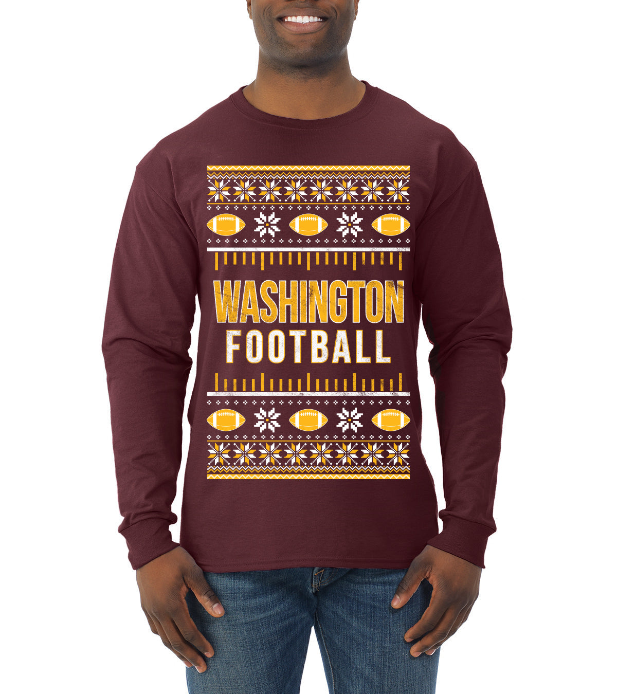 City of Washington DC American Football Fantasy Fan Ugly Christmas Sweater Unisex Crewneck Sweatshirt