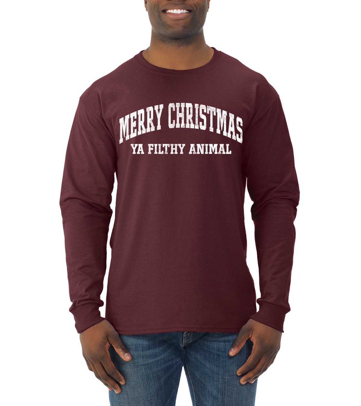 Vintage Movie Quote Merry Christmas Filthy Animal Christmas Mens Long Sleeve Shirt