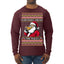Everybody Knows the Rules Funny Santa Claus Pizza Score Ugly Christmas Sweater Mens Long Sleeve Shirt
