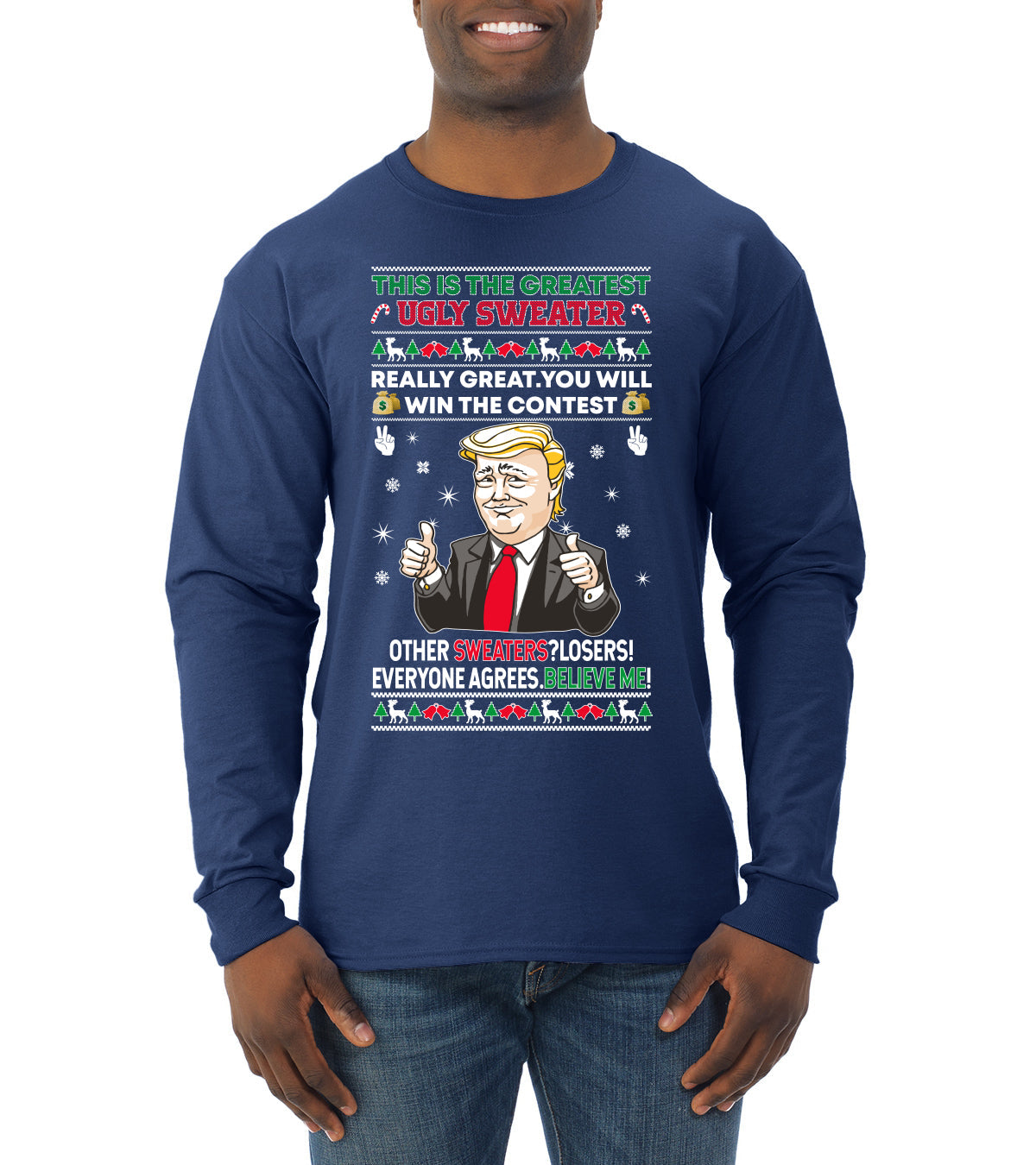 Trump This is the Greatest Ugly Christmas Sweater Mens Long Sleeve Shirt