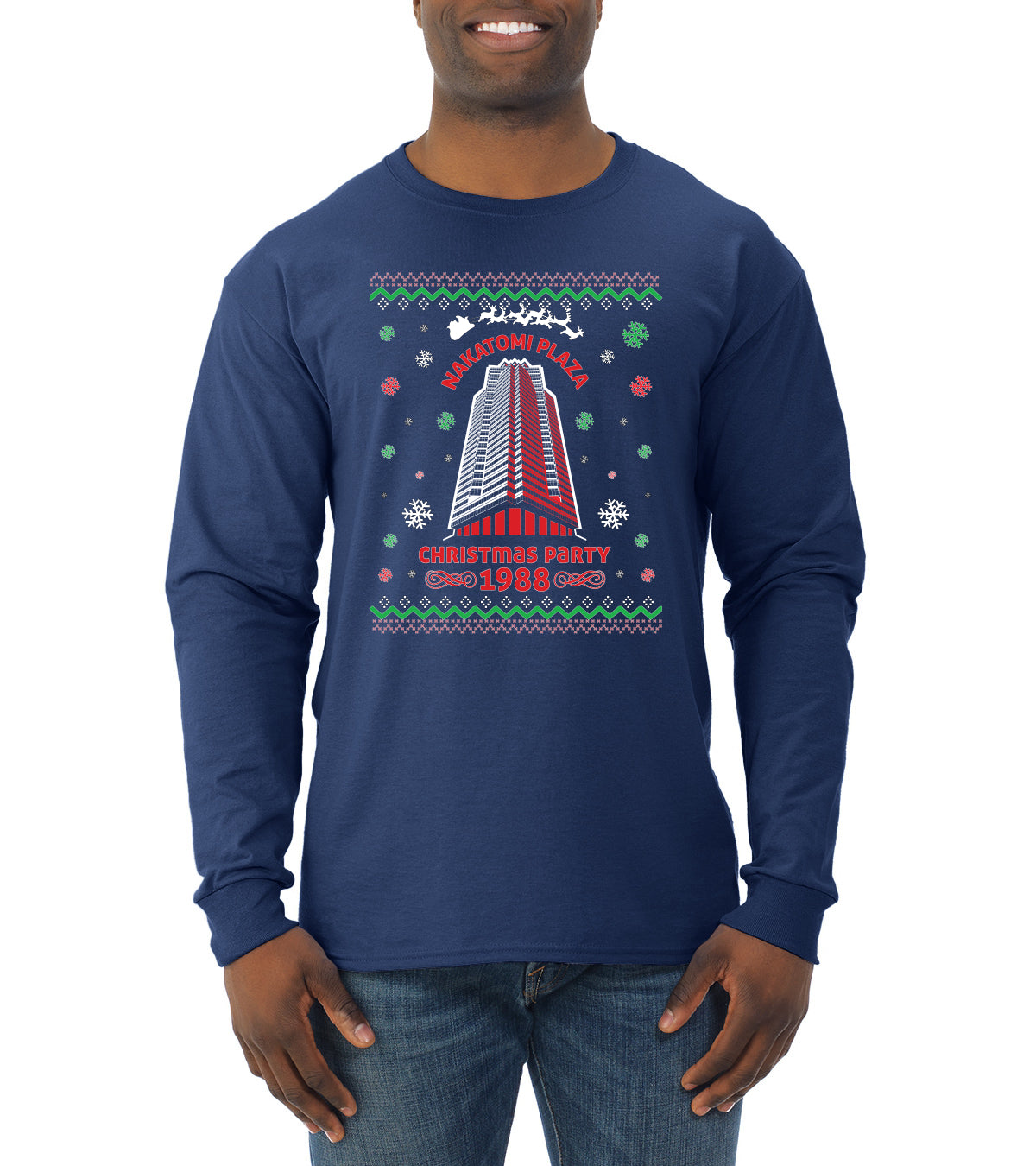 Nakatomi Plaza Christmas Party 1988 Ugly Christmas Sweater Mens Long Sleeve Shirt