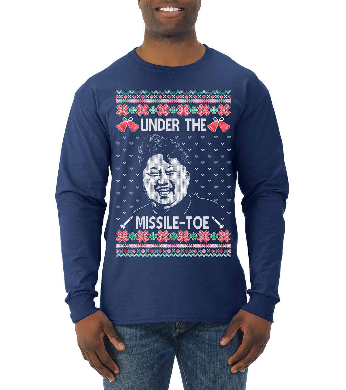 Under The Missle Toe Ugly Christmas Sweater Mens Long Sleeve Shirt