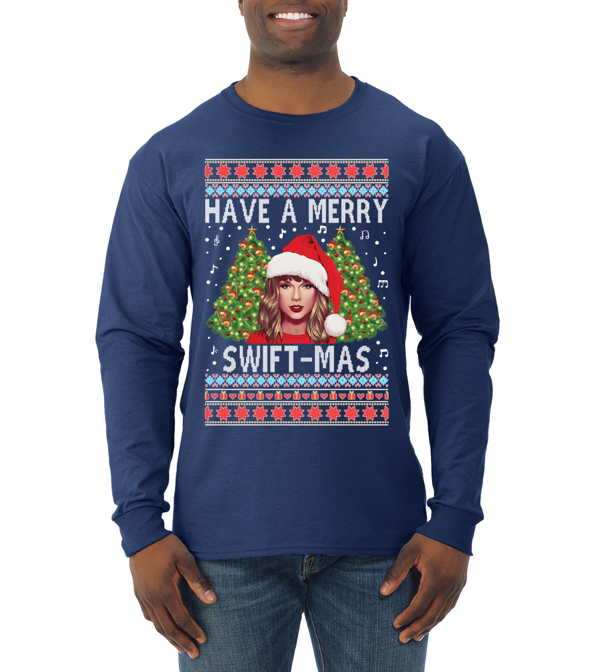 Merry Swiftmas Ugly Christmas Sweater Mens Long Sleeve Shirt