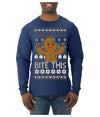 Bite This, Funny Gingerbread Cookie Offensive Inappropriate Middle Finger, F U Ginger Bread Dirty Novelty Xmas Ugly Christmas Sweater Mens Long Sleeve Shirt