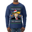 Feliz Navidad Mi Amigos Funny President Ugly Christmas Sweater Mens Long Sleeve Shirt