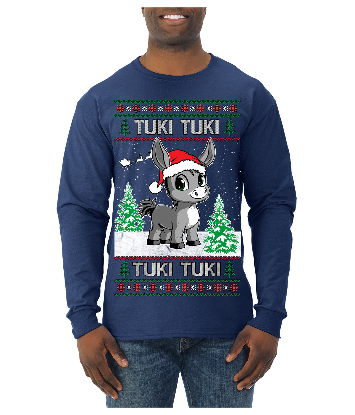 Tuki Tuki Tuki Funny Spanish Music Lyrics Ugly Christmas Sweater Mens Long Sleeve Shirt
