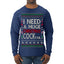 I Need a Huge Christmas Cocktail Funny Dirty Joke Drinking Ugly Christmas Sweater Mens Long Sleeve Shirt