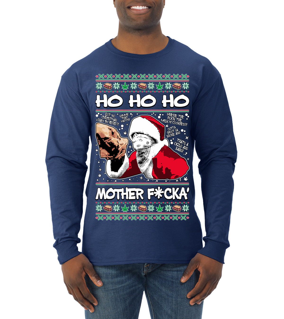Friday Hood Santa  Ugly Christmas Sweater Mens Long Sleeve Shirt