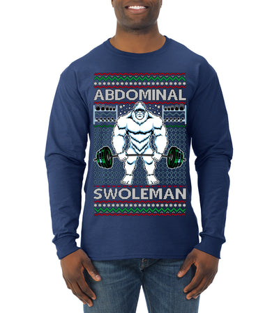 Abdominal Swoleman Fitness Yeti Ugly Christmas Sweater Mens Long Sleeve Shirt