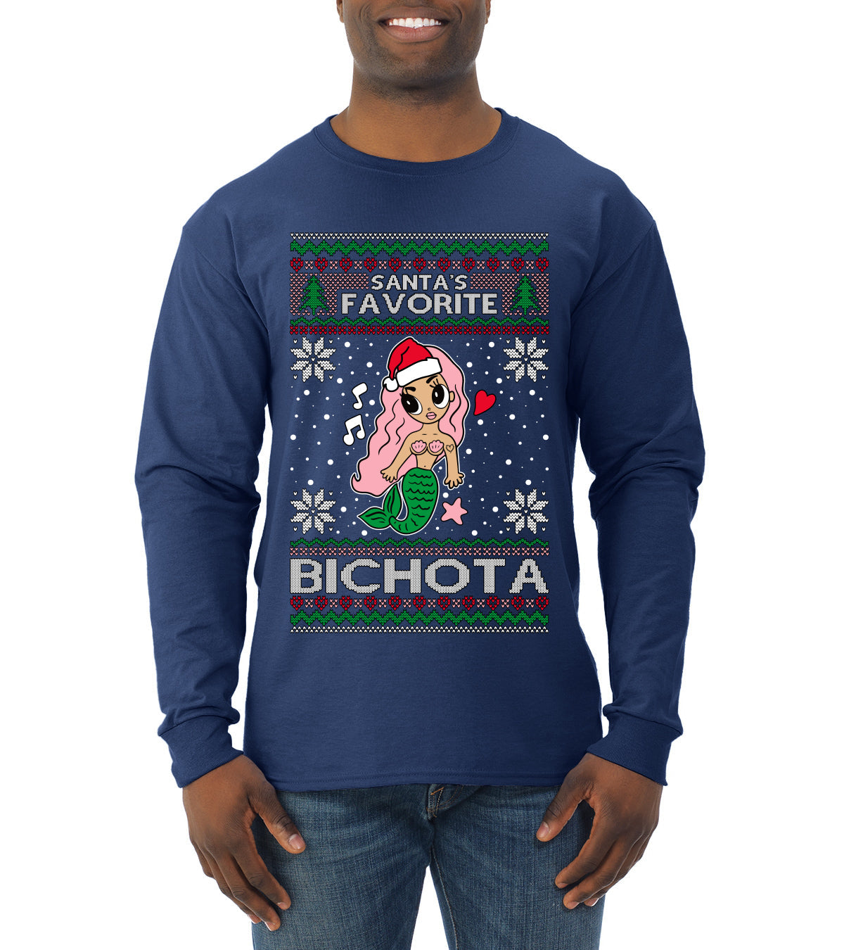 Christmas Karol Santa's Favorite Bichota Ugly Christmas Sweater Mens Long Sleeve Shirt