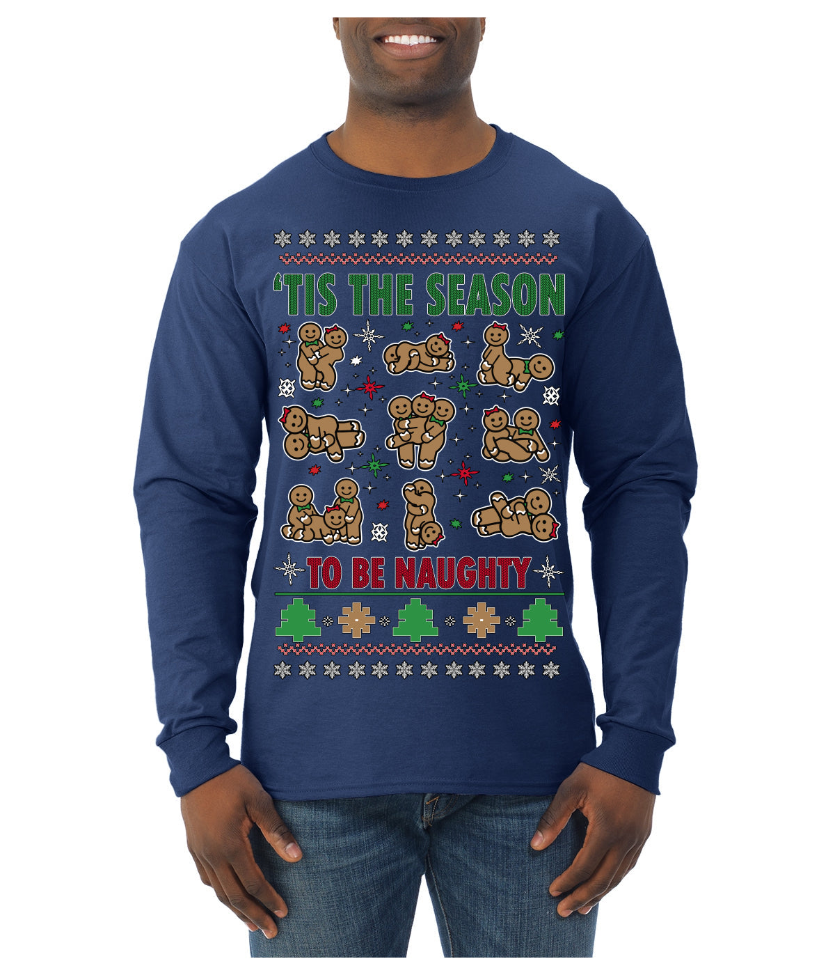 Tis' The Season To Be Naughty Unisex Ugly Christmas Sweater Mens Long Sleeve Shirt