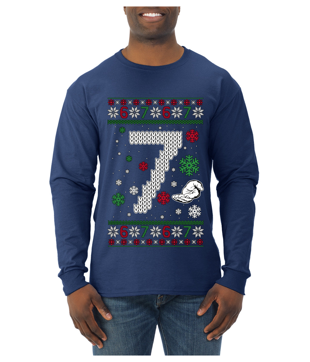 Christmas 7 Meme, Ugly Christmas Sweater Unisex Mens Long Sleeve Shirt