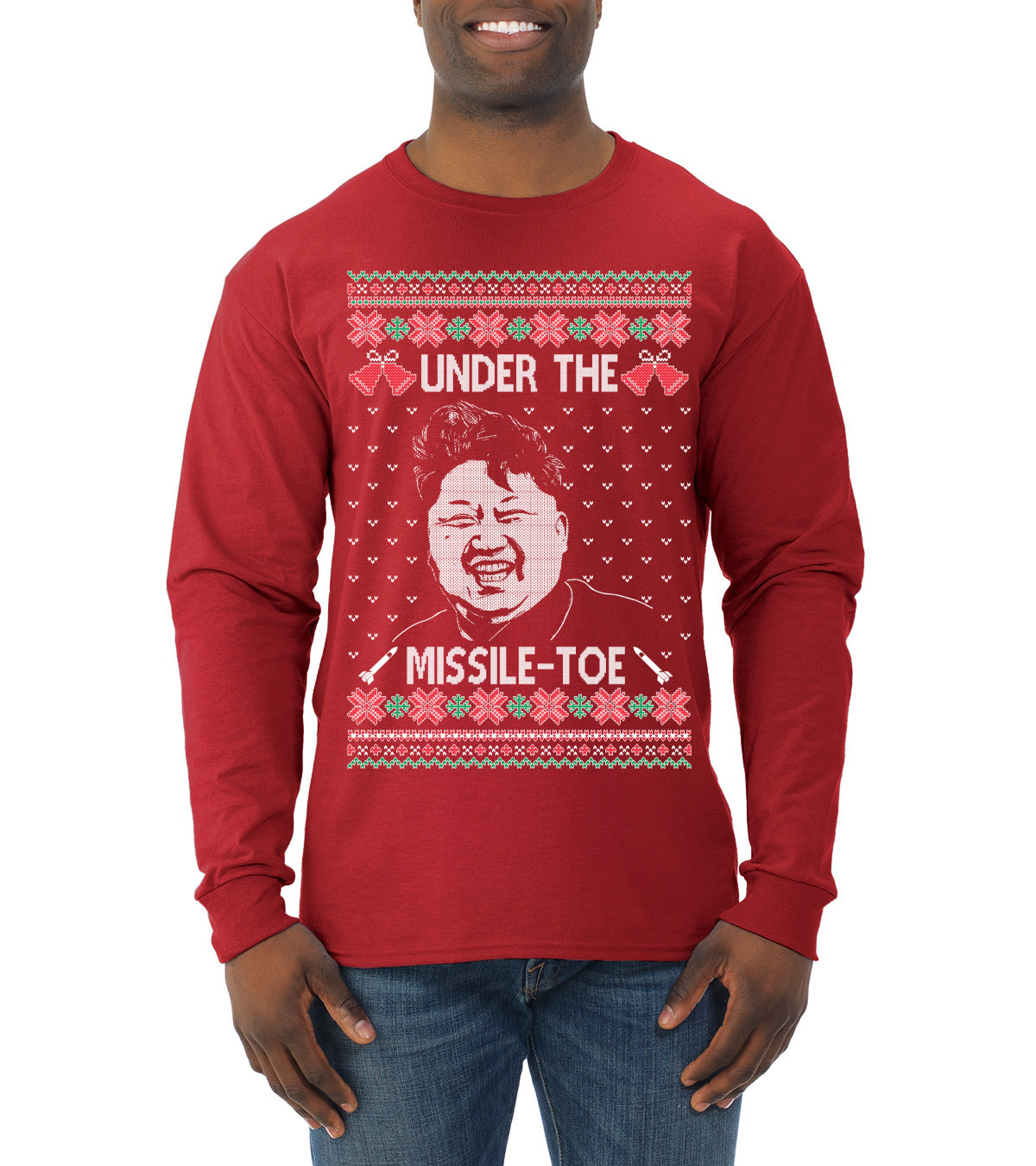 Under The Missle Toe Ugly Christmas Sweater Mens Long Sleeve Shirt