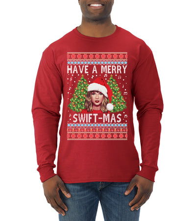 Merry Swiftmas Ugly Christmas Sweater Mens Long Sleeve Shirt