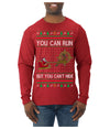 You Can Run But You Can't Hide Santa Sleigh Reindeer Ugly Christmas Sweater Mens Long Sleeve Shirt