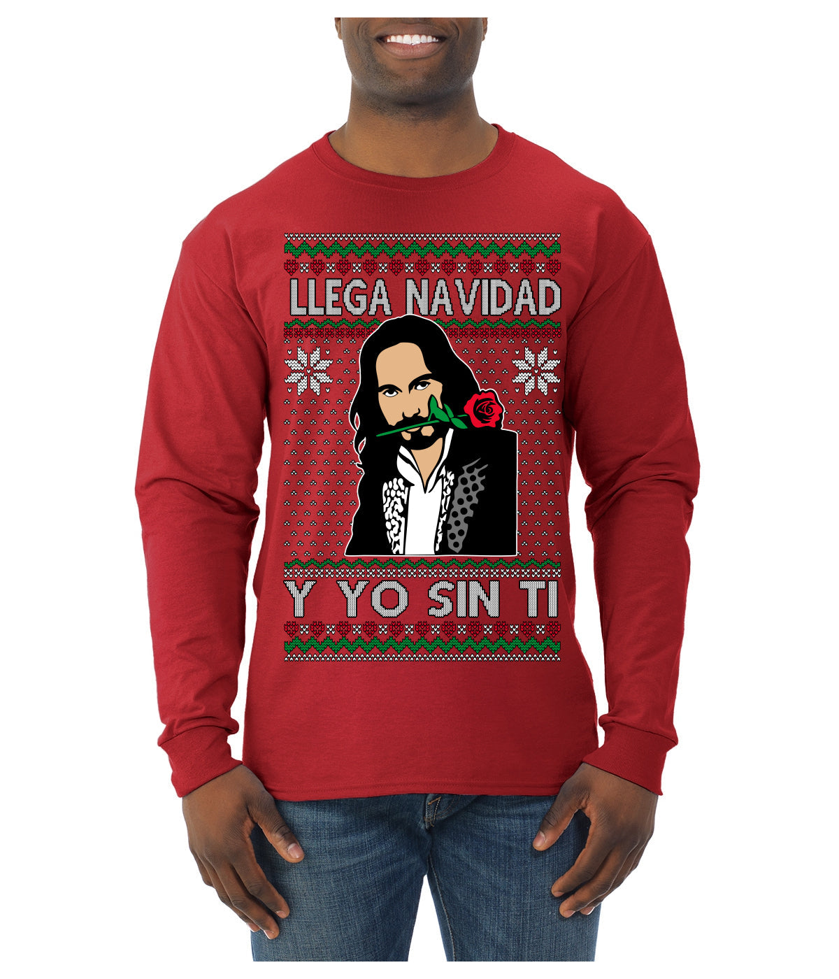 Llega Navidad Y Yo Sin Ti Christmas Is Coming Marco Ugly Christmas Sweater Mens Long Sleeve Shirt