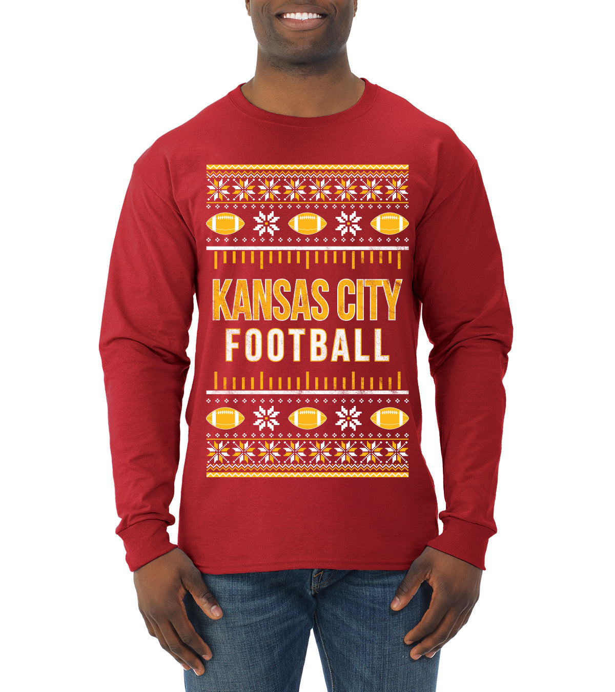 City of Kansas City KC American Football Fantasy Fan Ugly Christmas Sweater Unisex Crewneck Sweatshirt
